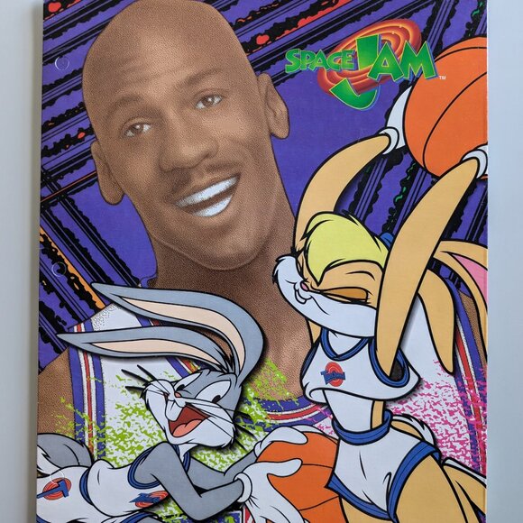 Vintage 90's Michael Jordan Space Jam Bugs Bunny Stuart Hall Folder - Picture 1 of 4